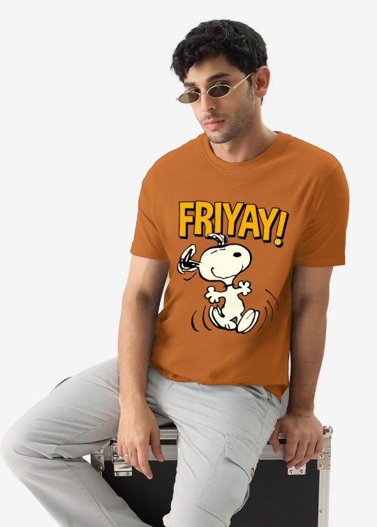 Snoopy Friyay Rust Half Sleeve T-Shirt For Men