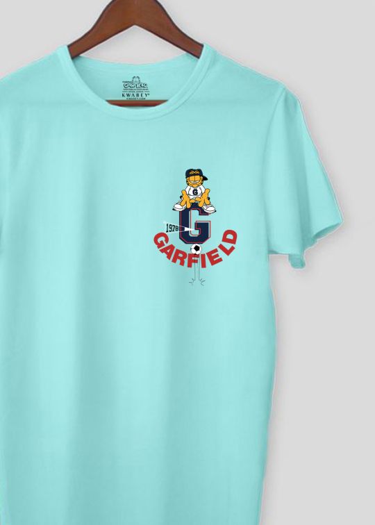 Garfield Pocket Printed Aqua Half Sleeve T-Shirt For Men