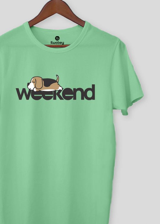 Weekend Beagle Mint Green Half Sleeve T-Shirt For Men