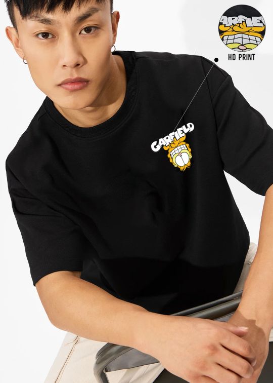 GARFIELD Premium Black Oversize T-Shirt for Men