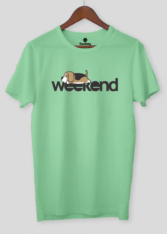 Weekend Beagle Mint Green Half Sleeve T-Shirt For Men
