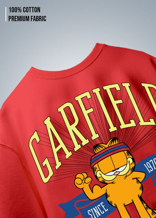 GARFIELD - Vintage Premium Red Oversize T-Shirt for Men