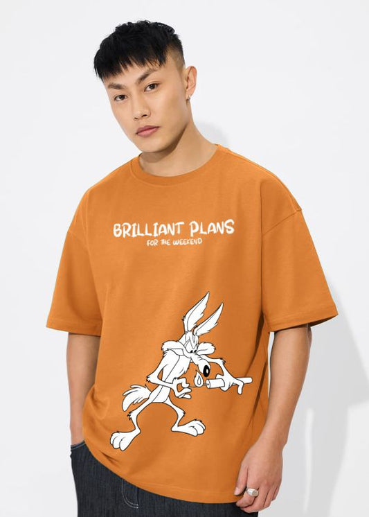 Brilliant Plan - Wile E. Coyote Rust Oversize T-Shirt for Men