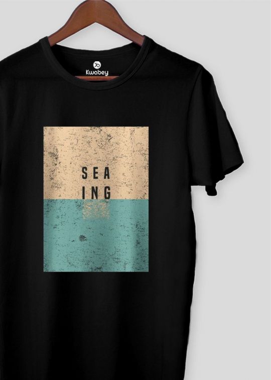Seaing Black Half Sleeve T-shirt For Men