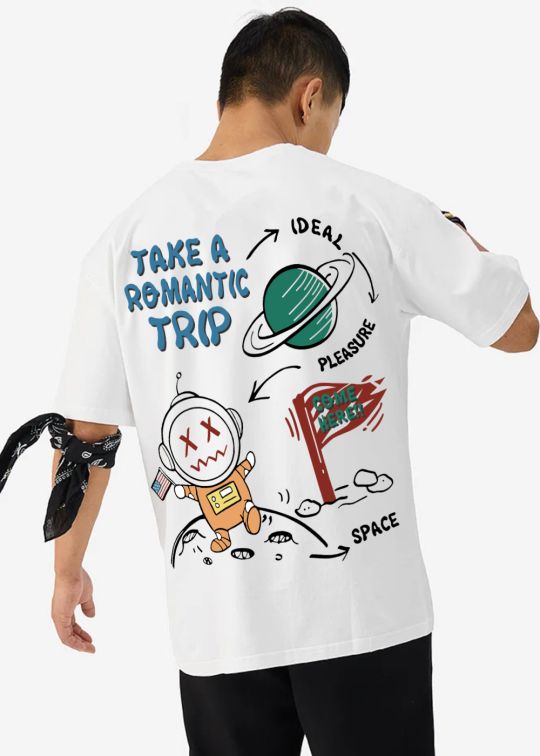 Take a Romantic Trip Premium White Oversize T-Shirt for Men