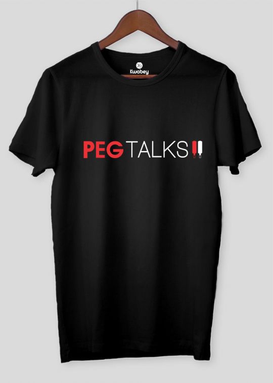Peg Talks Black Half Sleeve T-shirt For Men