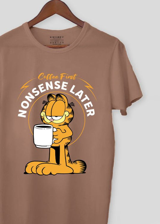 Kwabey x Garfield Nonsense Later Mocha Moose Half Sleeve T-Shirt for Men