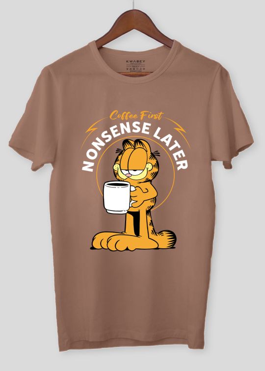 Kwabey x Garfield Nonsense Later Mocha Moose Half Sleeve T-Shirt for Men