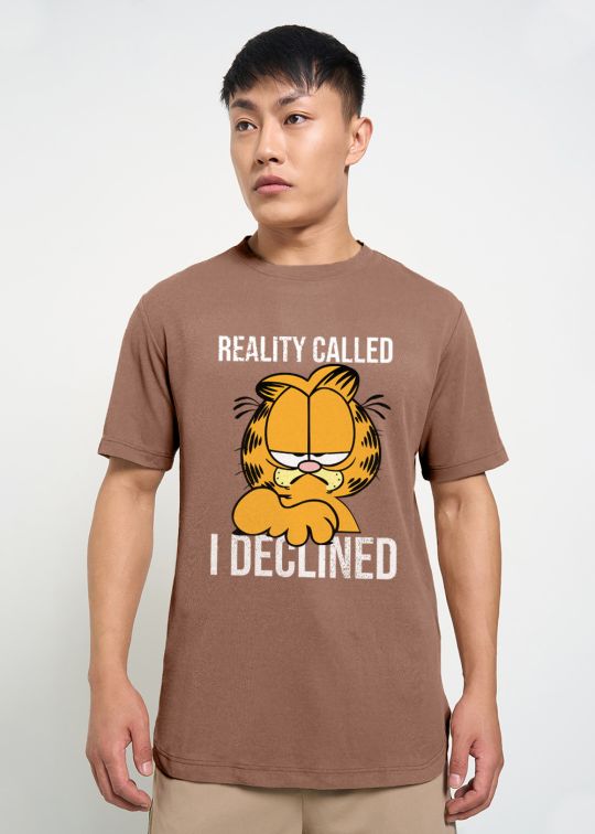 Kwabey x Garfield I Declined Mocha Moose Half Sleeve T-Shirt for Men