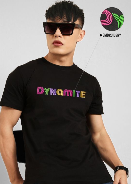 Dynamite Embroidered Premium T-Shirt Regular Fit for Men