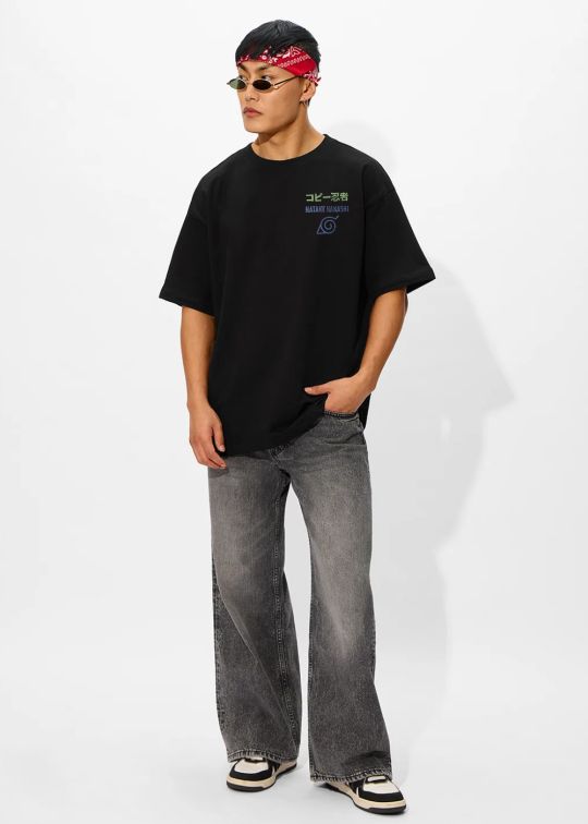 Kakashi Hataka Black Oversized T-Shirt For Men