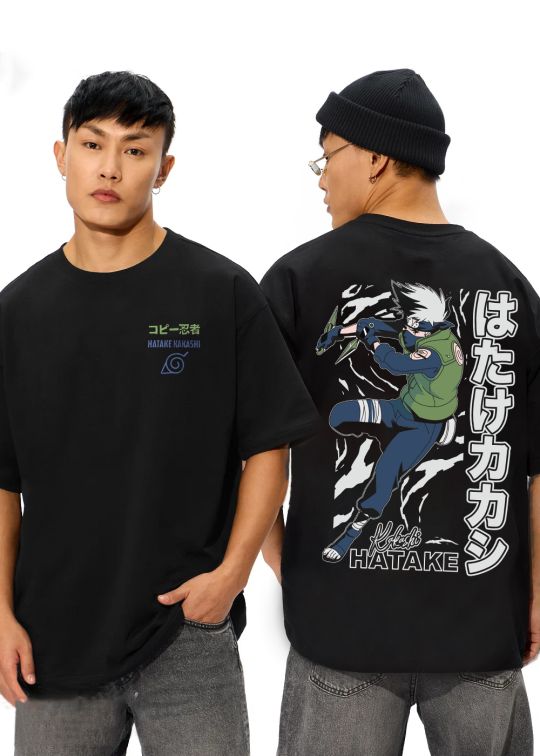 Kakashi Hataka Black Oversized T-Shirt For Men