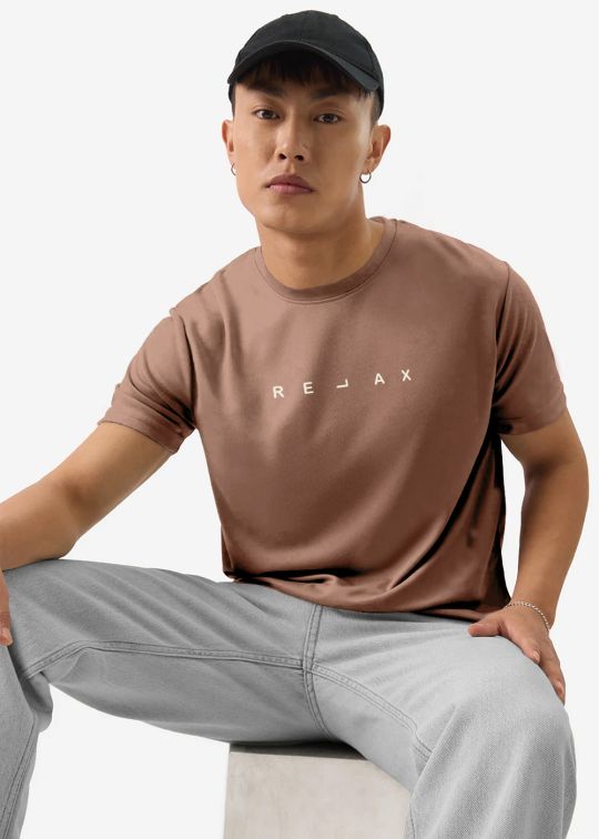 RELAX Mocha Moose Half Sleeve T-Shirt for Men