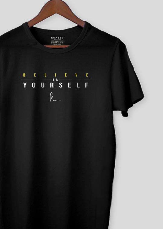 Believe in Yourself Black Half Sleeve T-Shirt for Men