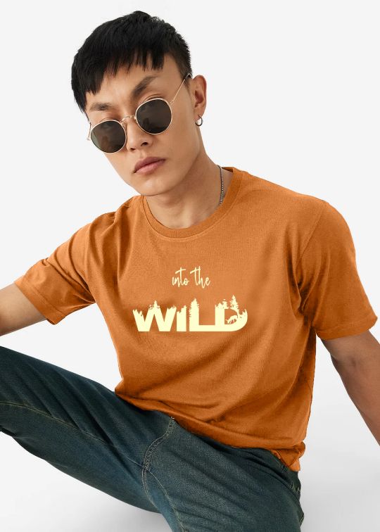 Into The Wild Rust Half Sleeve T-Shirt for Men