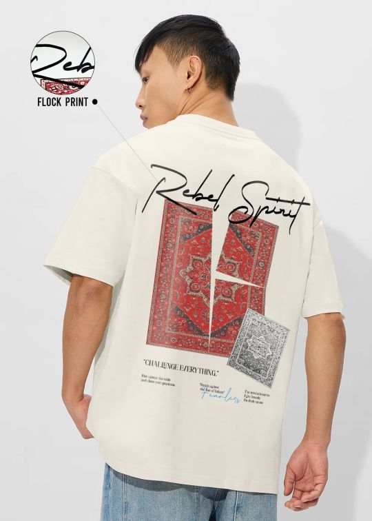 Spirit Rebel Off White Oversized T-shirt For Men