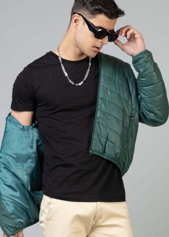 Green Puffer Jacket For Men