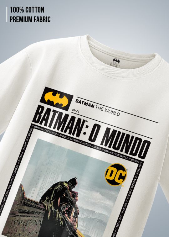 Batman O Mundo Premium Egg Shell Men Oversized T-shirt