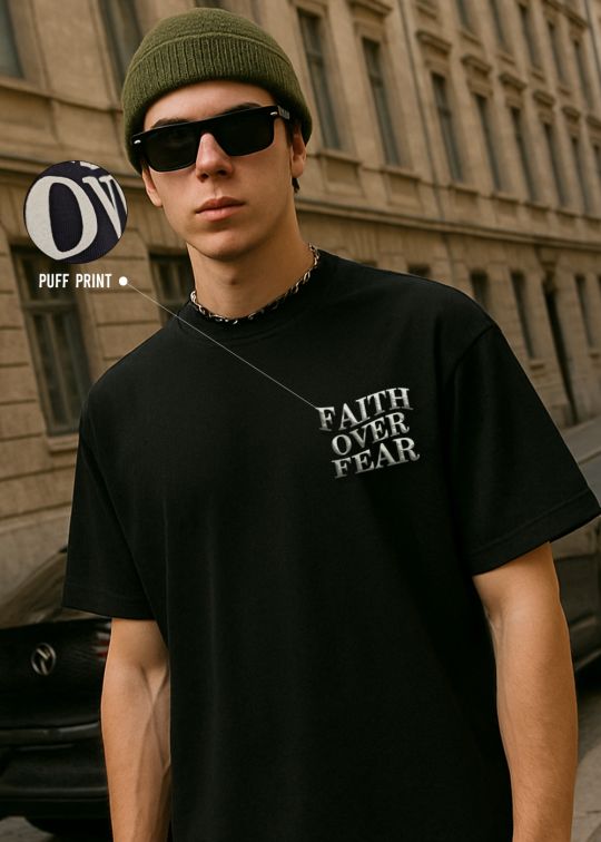 Faith Over Fear Black Men Oversized T-shirt