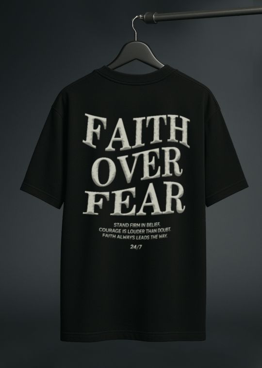 Faith Over Fear Black Men Oversized T-shirt