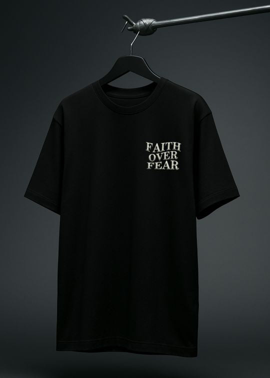 Faith Over Fear Black Men Oversized T-shirt