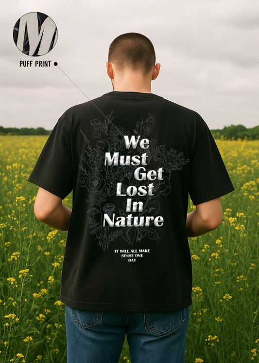Lost In Nature Premium Black Oversized T-shirt For Men