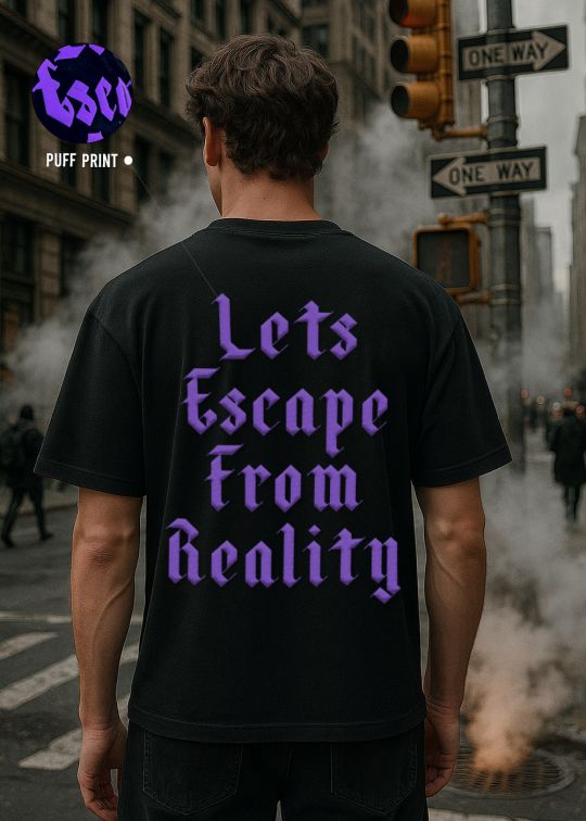 Escape Reality Black Oversized T-shirt For Men