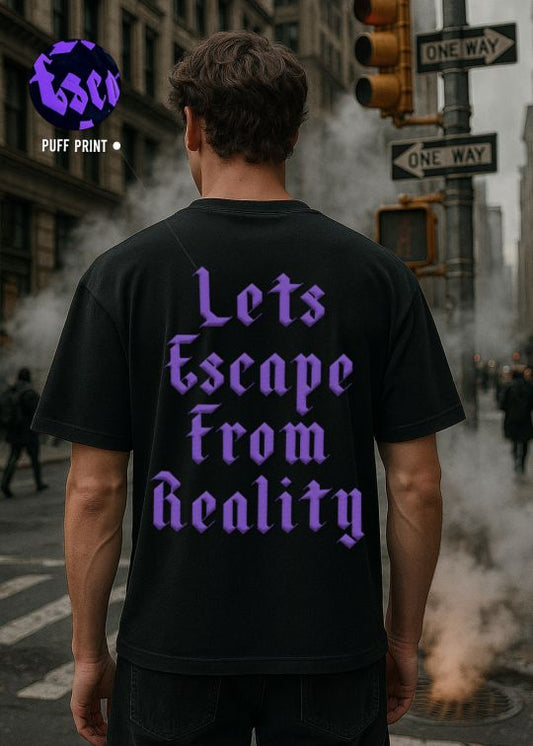 Escape Reality Black Oversized T-shirt For Men