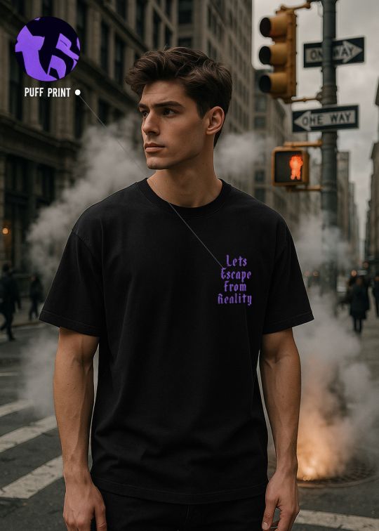 Escape Reality Black Oversized T-shirt For Men
