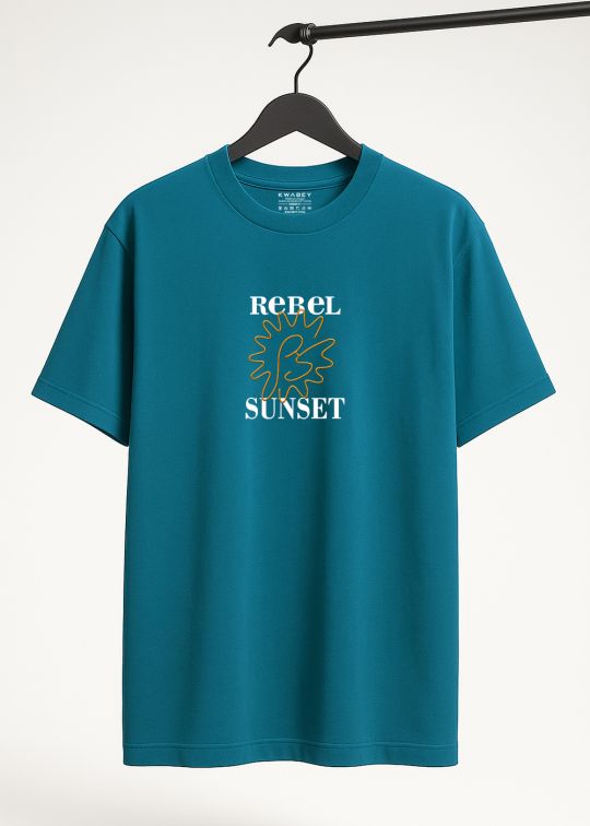 Rebel Sunset Teal Blue Oversized T-shirt For Men