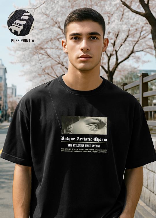 Unique Artistic Charm Premium Black Oversized T-shirt For Men