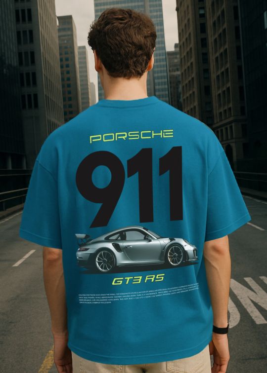 Porsche Premium Teal Oversized T-shirt For Men