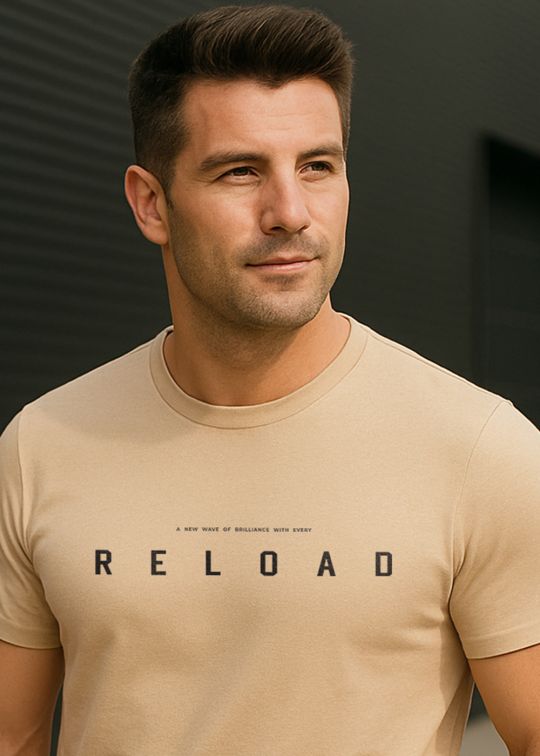 Reload Beige Half Sleeve T-Shirt For Men