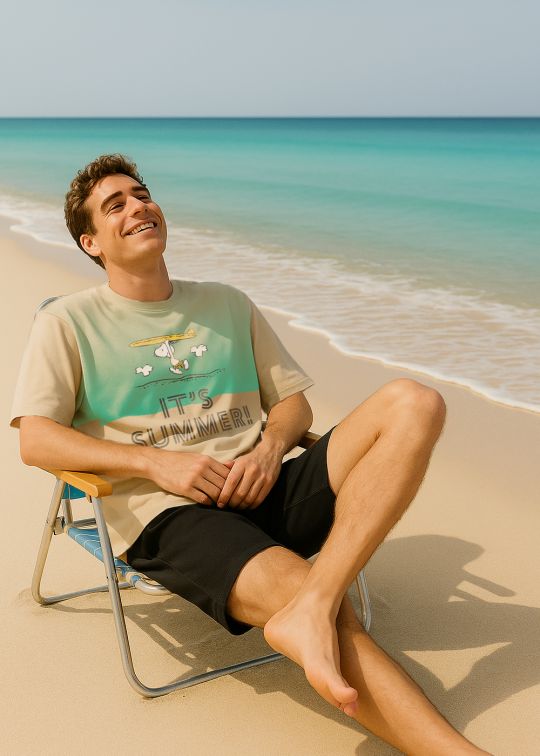 Its Summer Premium Beige Oversized T-shirt For Men