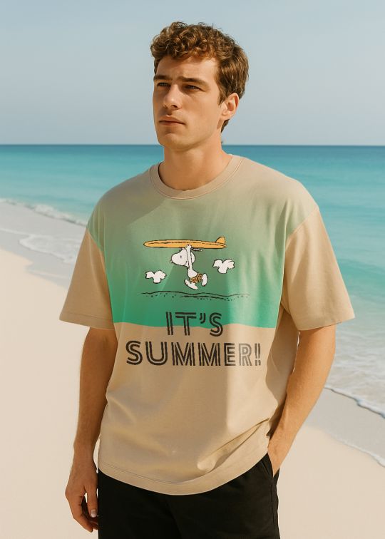 Its Summer Premium Beige Oversized T-shirt For Men