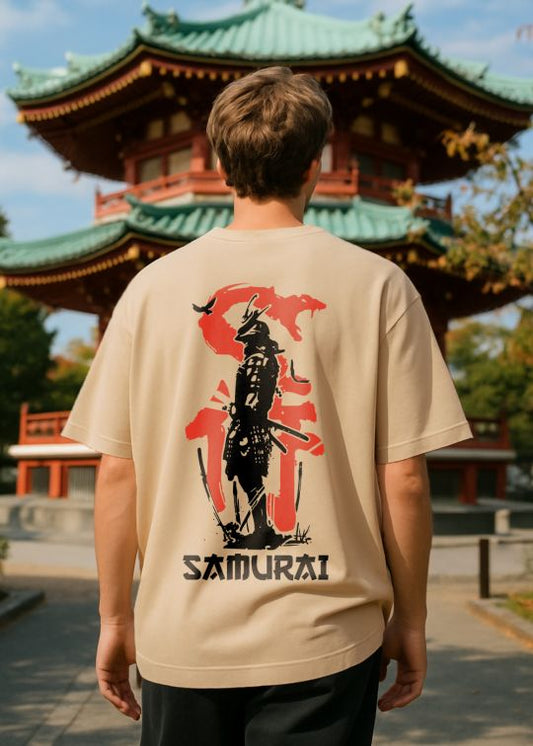 Samurai Premium Beige Oversized T-shirt For Men