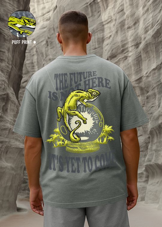 Future is not here Premium Ultimate Grey Oversized T-shirt For Men