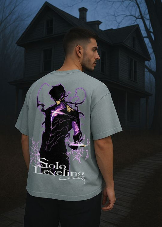 Solo Leveling Premium Ultimate Grey Oversized T-shirt For Men