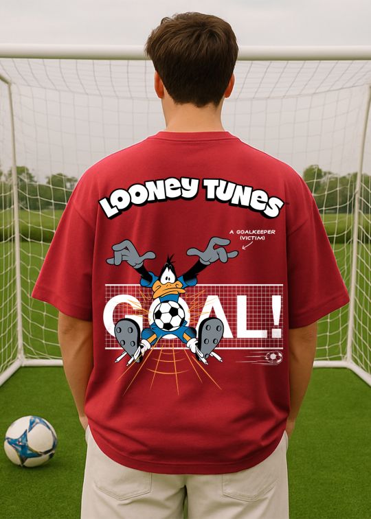 Goal Daffy Duck Premium Red Oversized T-shirt For Men