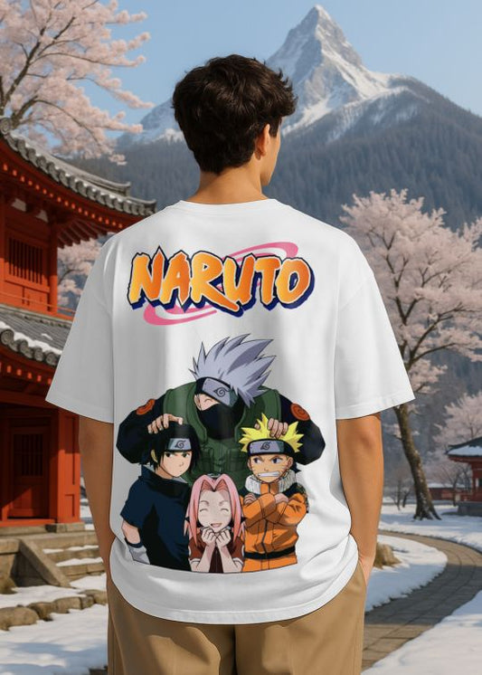 Naruto Premium White Men Oversized T-shirt