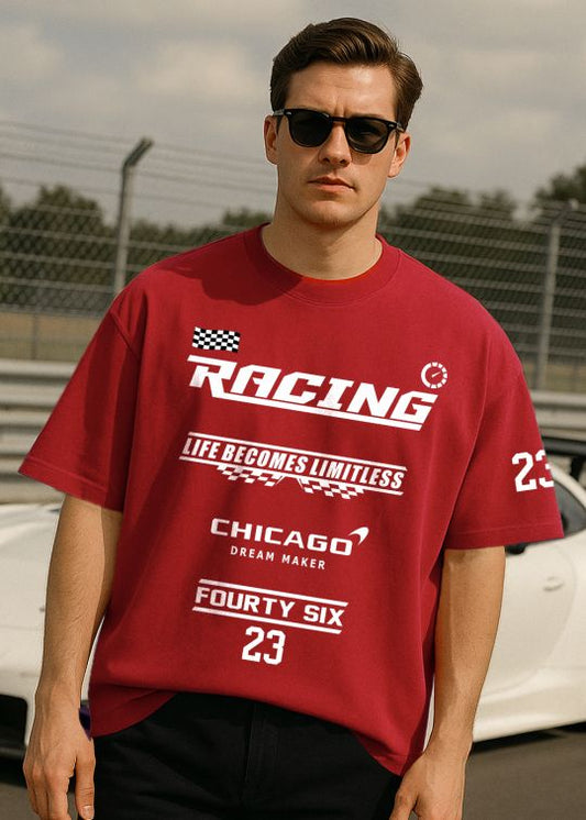 Limitless Racing Premium Red Oversized T-shirt For Men
