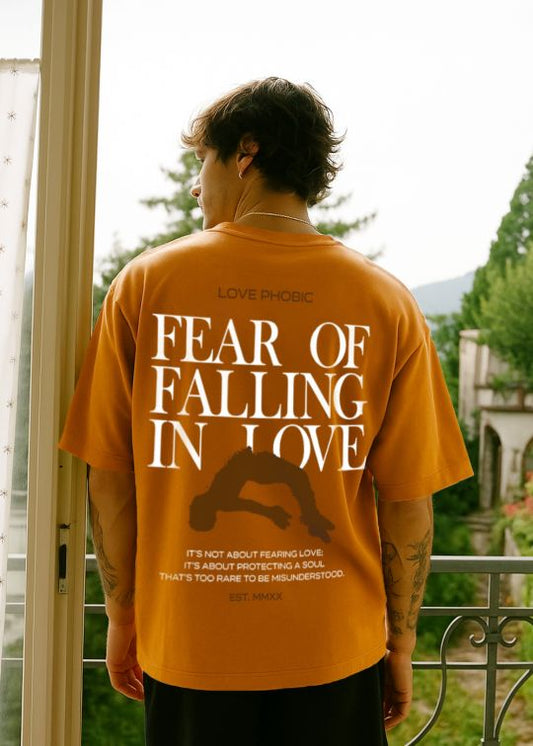 Fear of Falling in Love Premium Rust Oversized T-shirt For Men