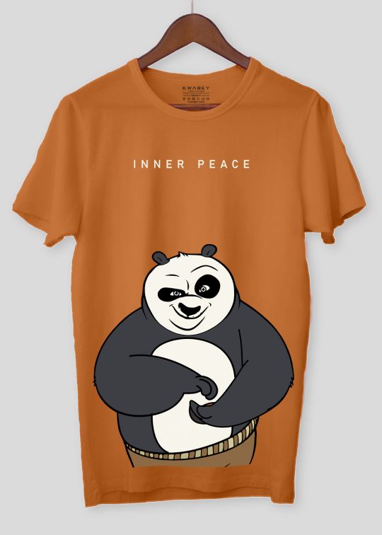 Inner Peace Panda Rust Half Sleeve T-shirt For Men