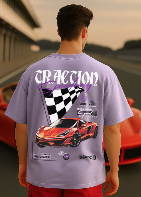 Traction Speedway Premium Lilac Oversized T-shirt For Men