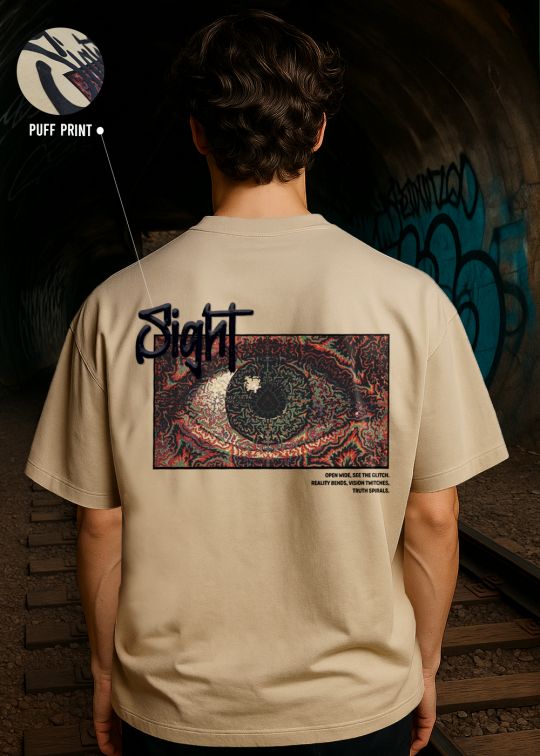Sight Premium Beige Oversized T-shirt For Men