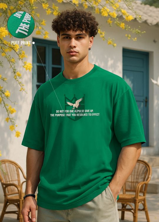 Korean Crane Premium Emerald Green Oversized T-shirt For Men
