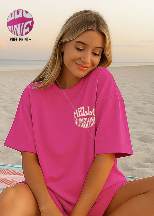 Hello Sunshine Premium Fushia Oversized T-shirt For Women
