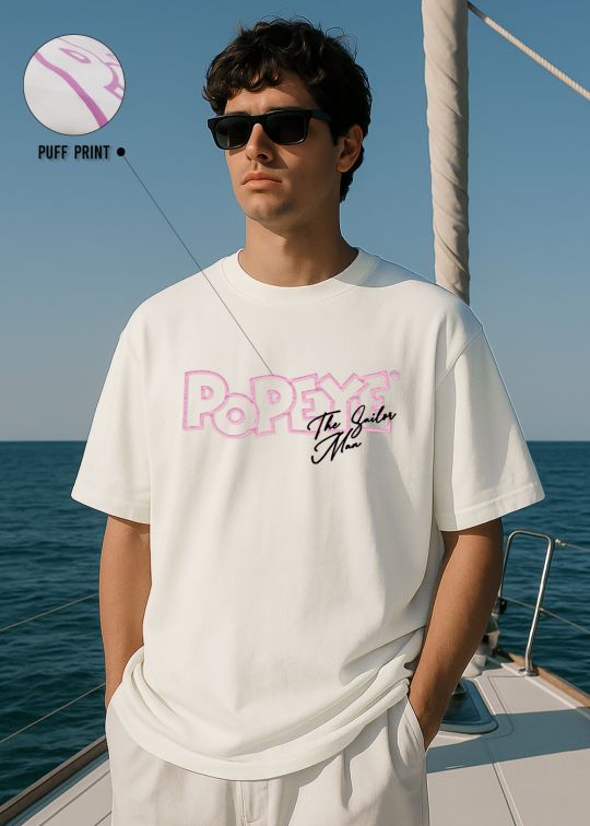 Popeye The Sailor Man Premium Egg Shell Oversized T-shirt For Men