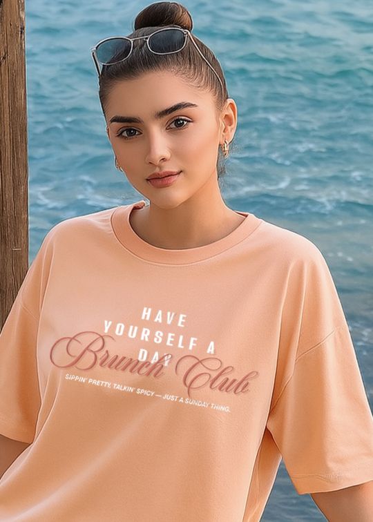Brunch Club Peach Mouse Oversized T-shirt For Women