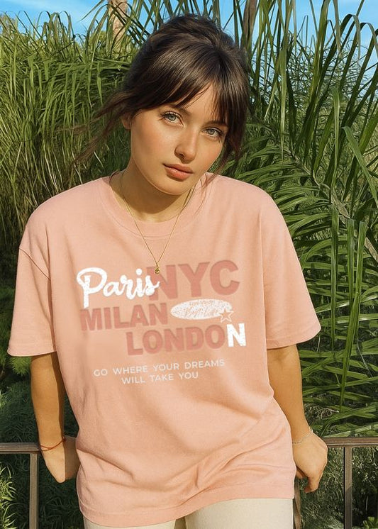 Fashion Capitals Peach Mouse Oversized T-shirt For Women